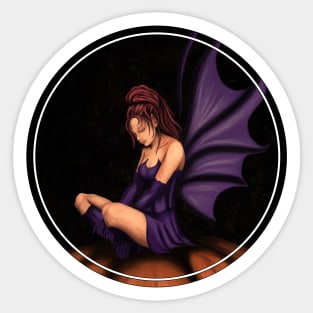 Dark fairy with purple bat wings Sticker